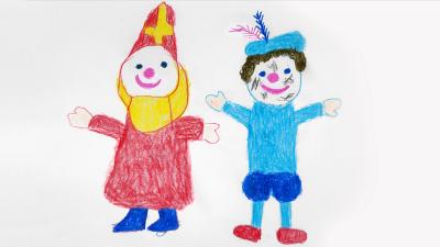 Tekening van Sint en piet