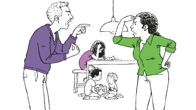 Illustratie ouders in gezin maken ruzie