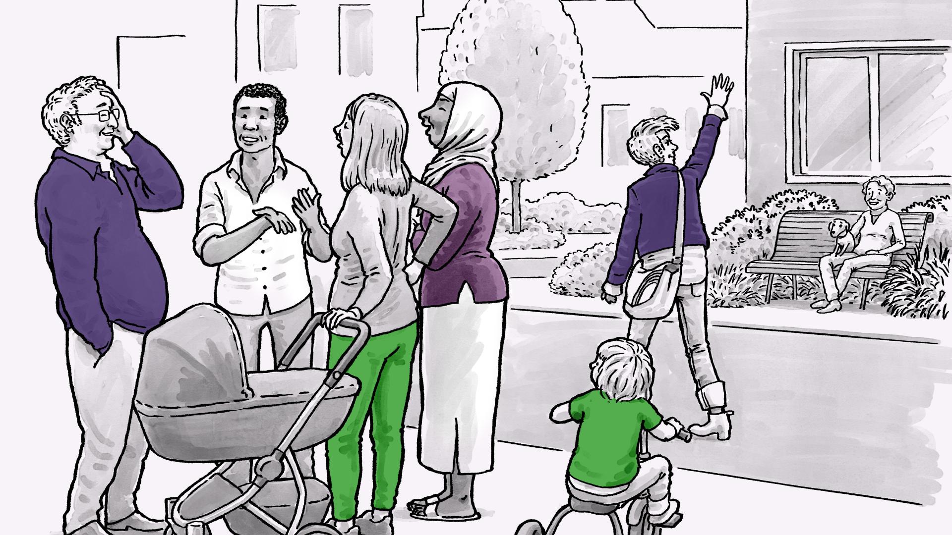 Illustratie buurtbewoners
