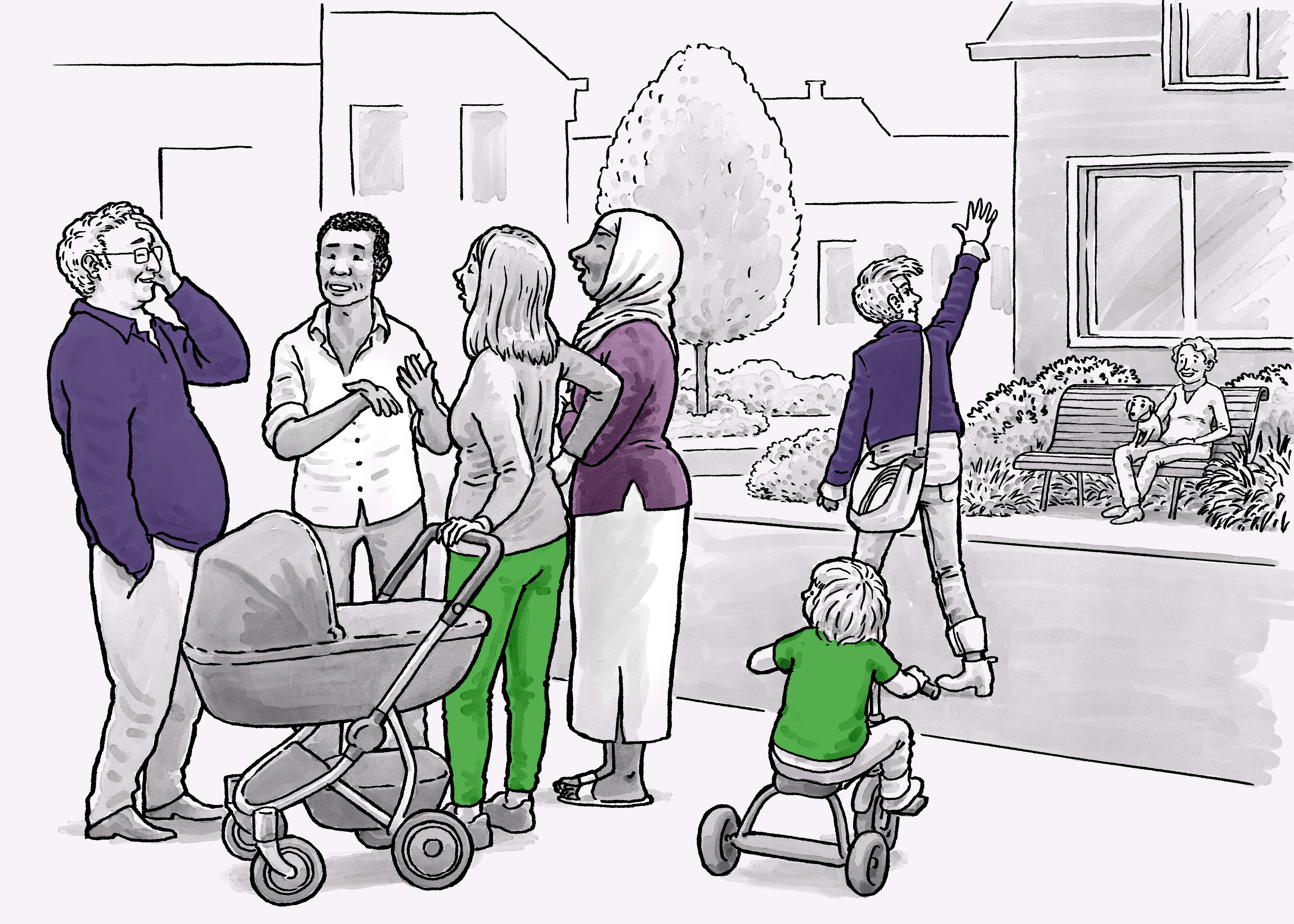 Illustratie buurtbewoners